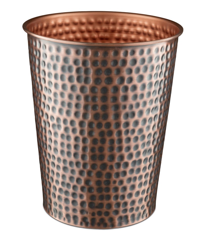 Monarch Abode Metal Bathroom Trash Can â€“ Waste Basket for Bedroom, Office Desk, & Dorm, Hand Hammered, Durable Decorative Antique Copper Small Trash Can Bathroom Garbage Bin Wastebasket - Image 1
